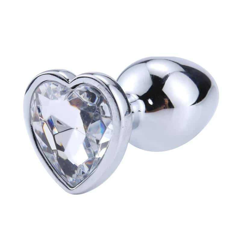 Anal Plug with White Heart Jewel Size S Anal Plug with White Heart Jewel Size S