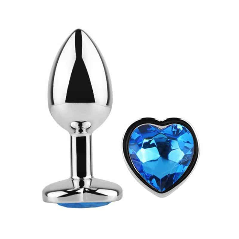 Anal Plug with Blue Sapphire Heart Jewel Size L Anal Plug with Blue Sapphire Heart Jewel Size L
