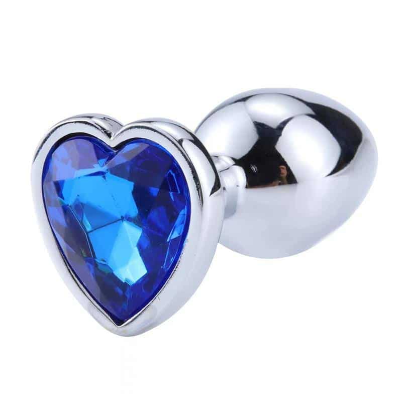 Anal Plug with Blue Sapphire Heart Jewel Size L Anal Plug with Blue Sapphire Heart Jewel Size L