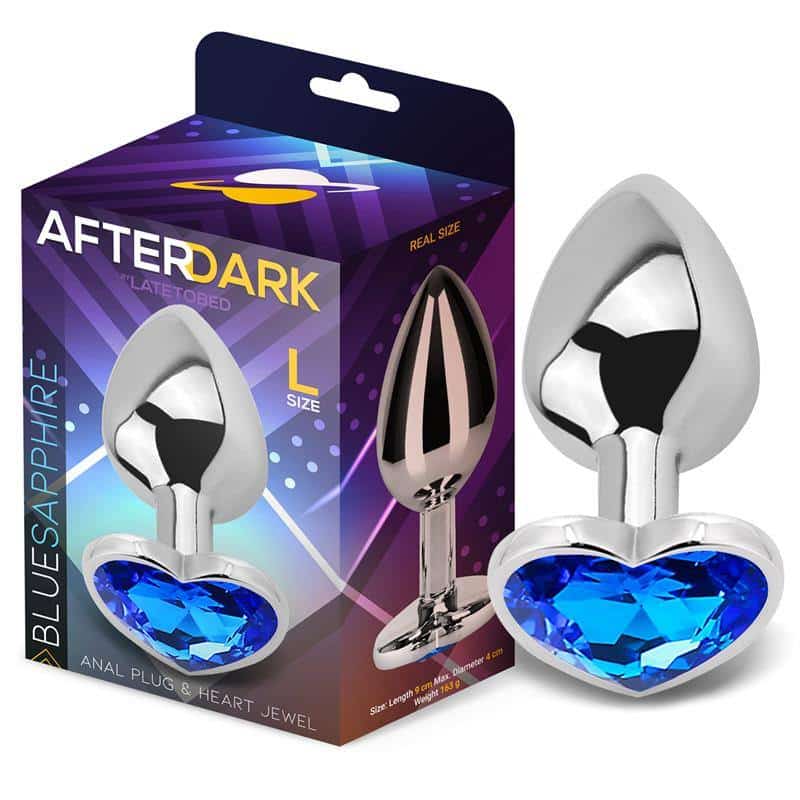 Plug Anal com Joia de Coração Blue Sapphire Talla L