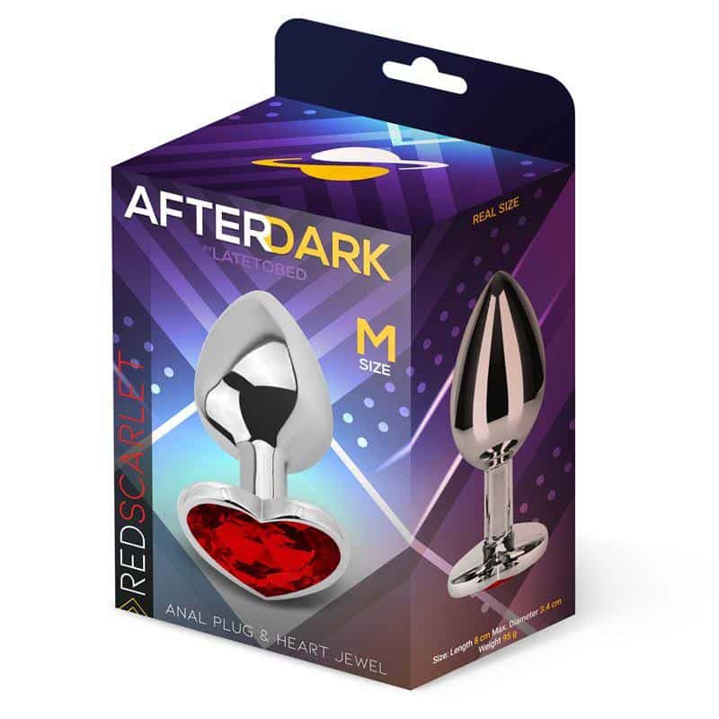 Plug Anal with Heart Jewel Red Scarlet Size M Plug Anal with Heart Jewel Red Scarlet Size M