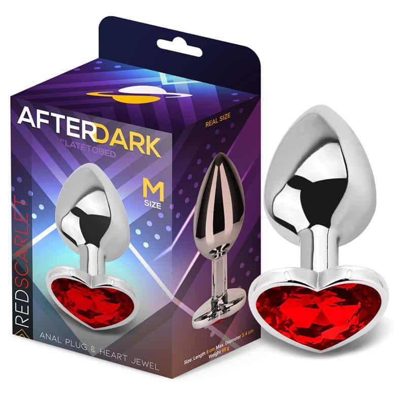 Plug Anal with Heart Jewel Red Scarlet Size M