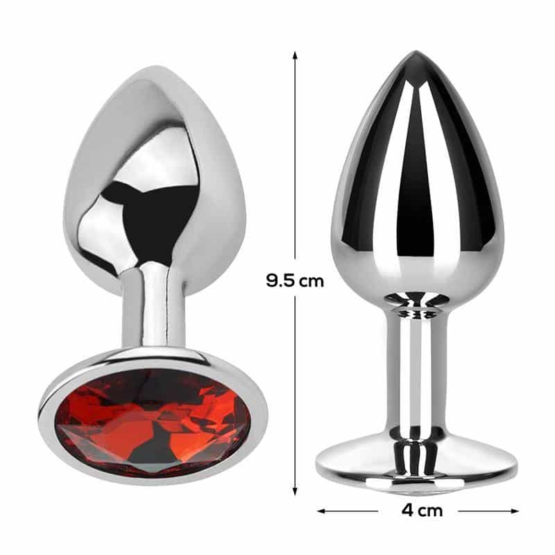 Anal Plug with Red Ruby Jewel Size L Aluminum Anal Plug with Red Ruby Jewel Size L Aluminum