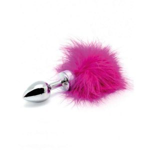 Anal Plug with Pink Feathers 73mm