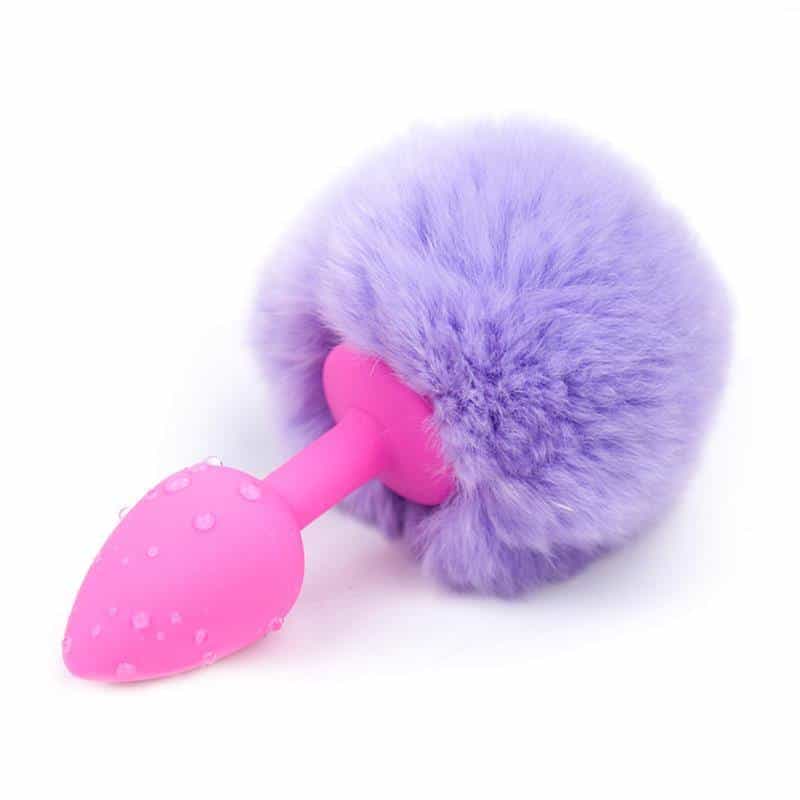 Anal Plug with Light Purple Pompon Size S