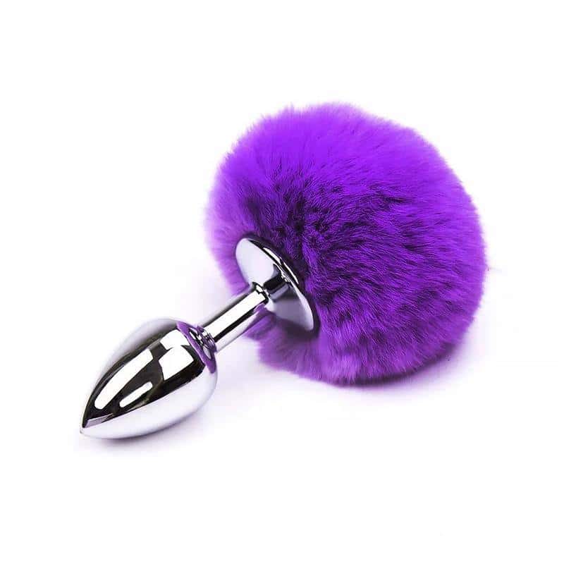 Plug Anal with Purple Pompon Size S