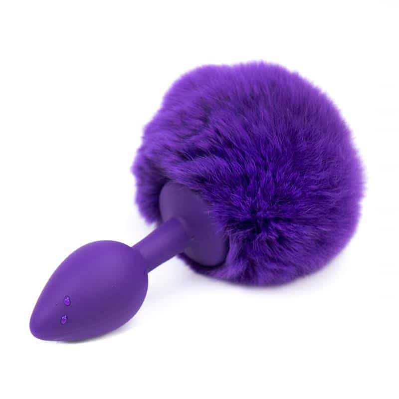 Anal Plug with Purple Pompon Size S