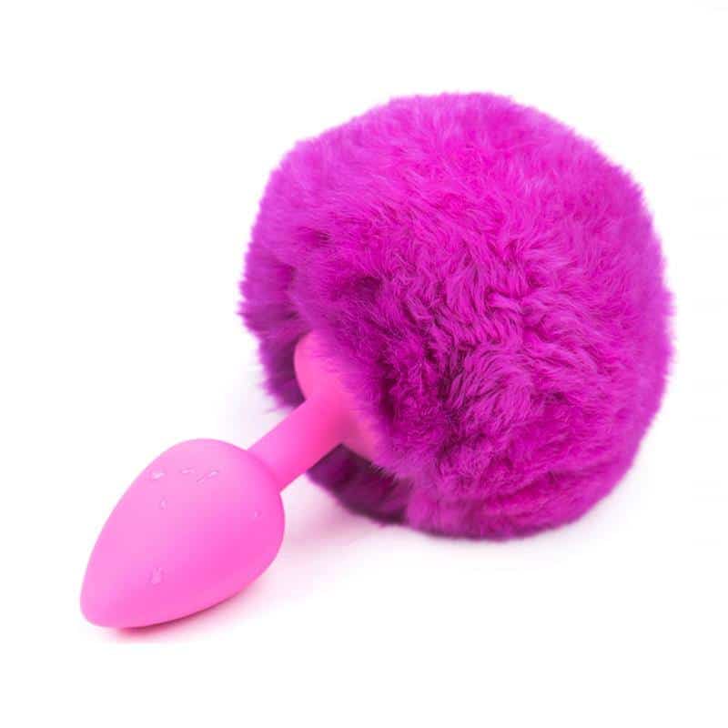 Anal Plug with Purple Pompon Size S