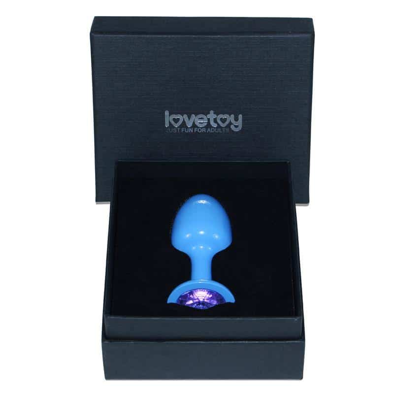 Metal Blue Rosebud Anal Plug with Blue Gemstone Metal Blue Rosebud Anal Plug with Blue Gemstone