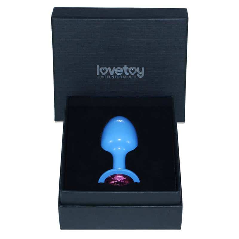 Metal Blue Rosebud Anal Plug with Pink Jewel Metal Blue Rosebud Anal Plug with Pink Jewel