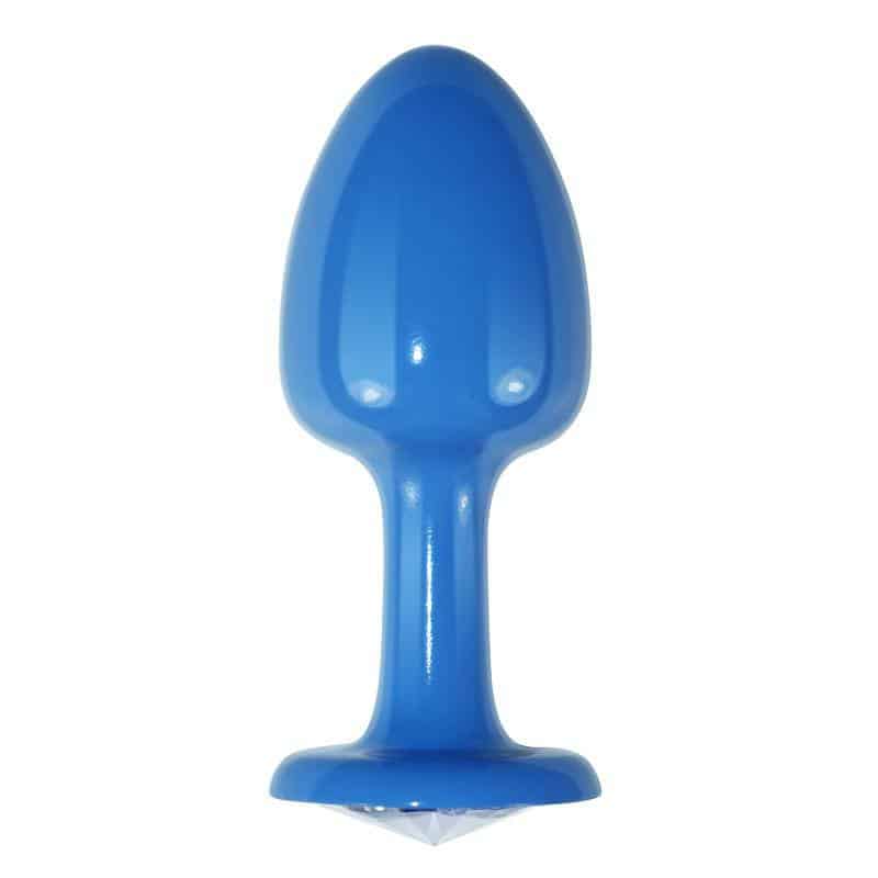 Metal Blue Rosebud Anal Plug with Transparent Jewel Metal Blue Rosebud Anal Plug with Transparent Jewel