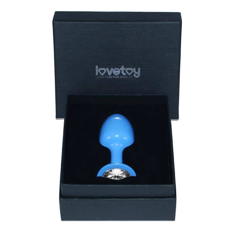Metal Blue Rosebud Anal Plug with Transparent Jewel Metal Blue Rosebud Anal Plug with Transparent Jewel
