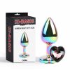 Metal Rainbow Type Anal Plug with Heart Gem 2.7