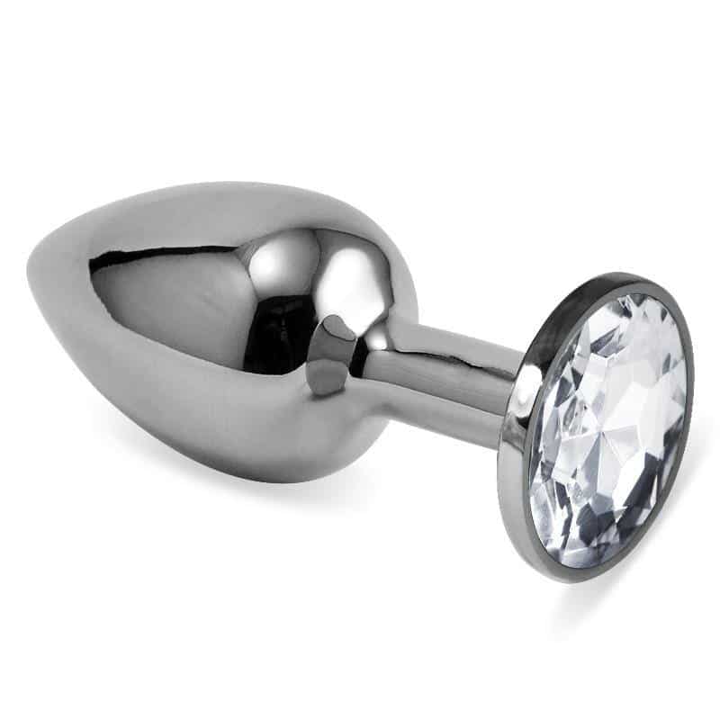 Plug Anal Silver Rosebud Classic with Transparent Jewel Size S
