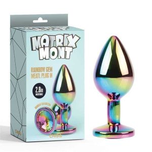 Rainbow Gem Plug Anal Multicolor with Jewel Size M