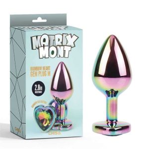 Rainbow Heart Plug Anal multicolor with Jewel Size M