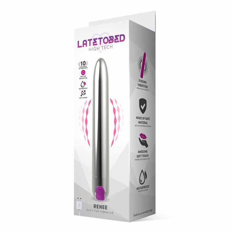 Renee Vibrator 10 Functions 18.5 cm USB Silver Renee Vibrator 10 Functions 18.5 cm USB Silver