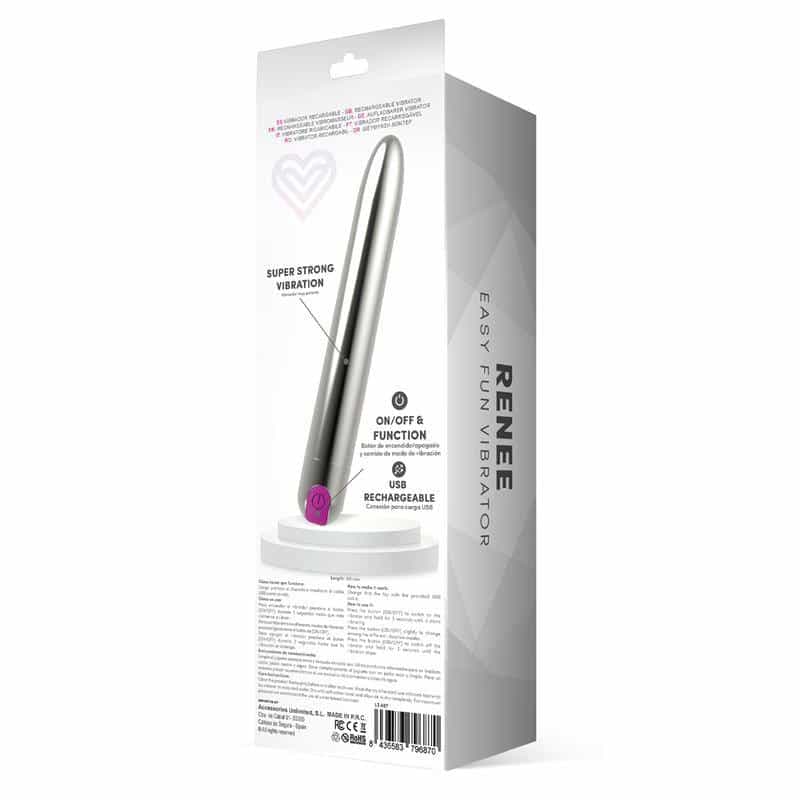 Renee Vibrator 10 Functions 18.5 cm USB Silver Renee Vibrator 10 Functions 18.5 cm USB Silver