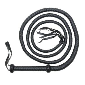 Braided Whip Black Leather 250 cm