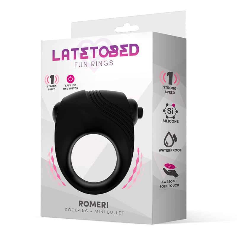 Romeri Ring + Bullet Vibrator Silicone Black Romeri Ring + Bullet Vibrator Silicone Black