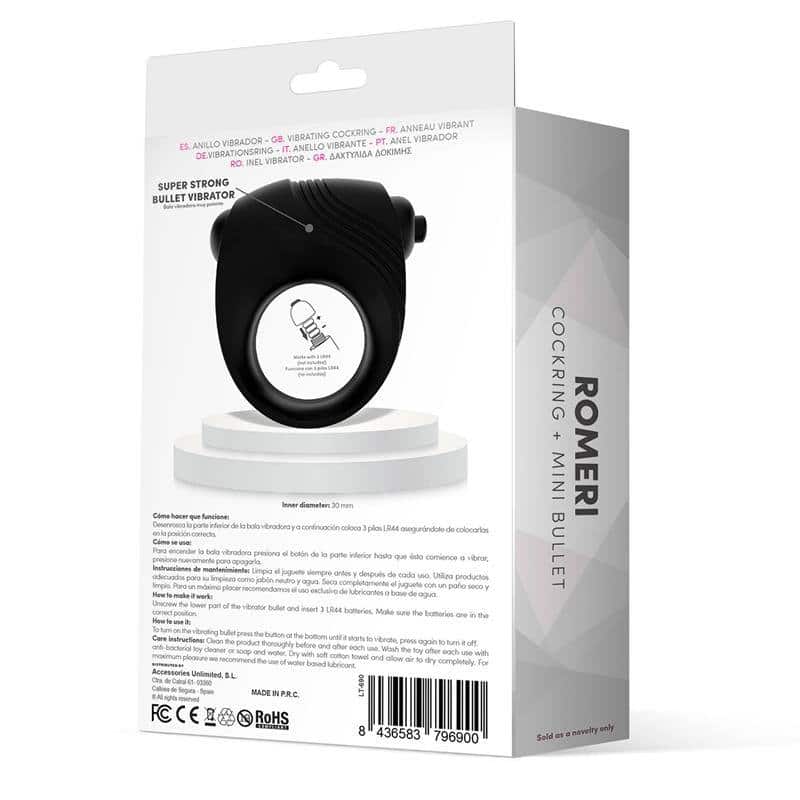 Romeri Ring + Bullet Vibrator Silicone Black Romeri Ring + Bullet Vibrator Silicone Black