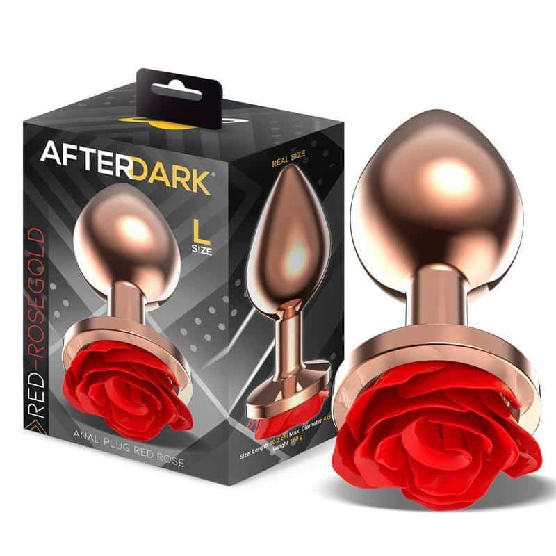Rose Plug Anal Gold Pink Rose Base Red Rose Size L