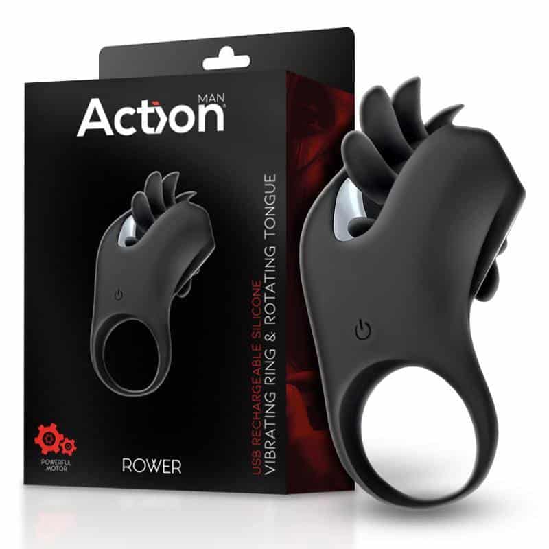 Rower Ring Vibrator with Rotating Tongue