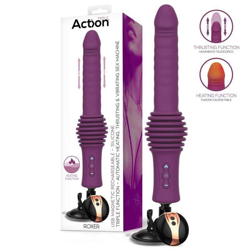 Roxer Sex Machine com Vibração, Thrusting, Efeito Calor e Controlo Remoto