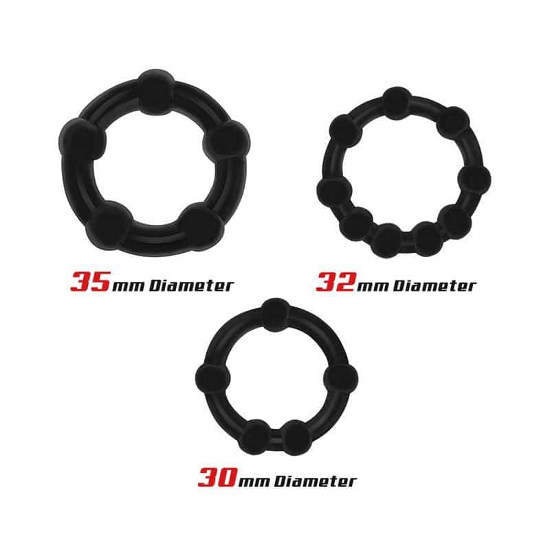 Set of 3 Beaded Flexible Penis Ring Black Set of 3 Beaded Flexible Penis Ring Black