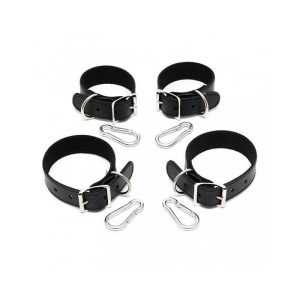 Set Wrist and Ankle Cuffs Leather 2.5cm