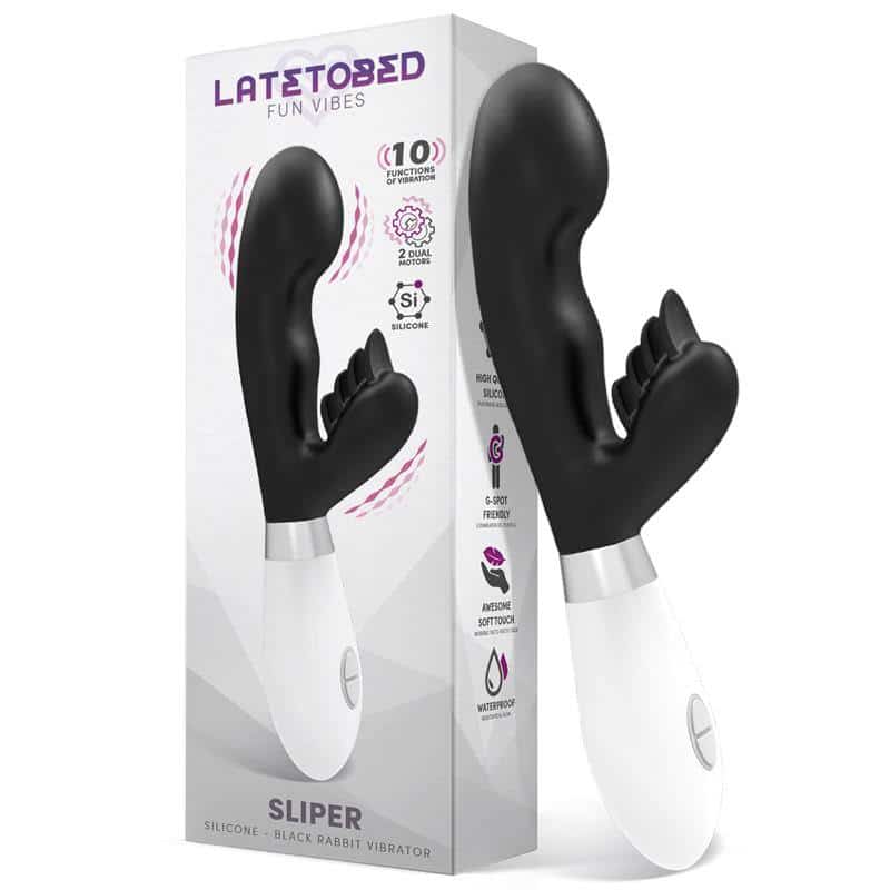 Vibrator Bunny Silicone Black Slipper
