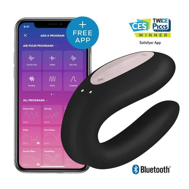 Vibrator for Couples with APP Double Joy Black